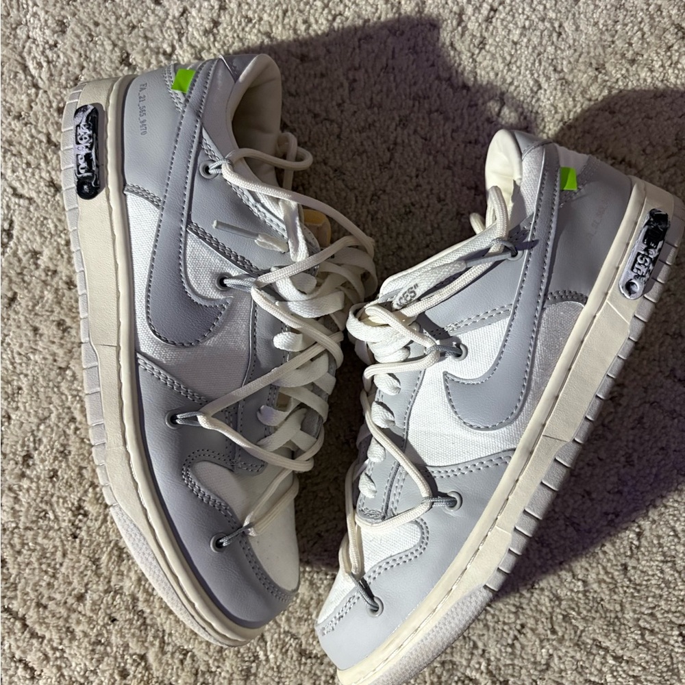 Off-White Kids Sneakers in White and Gray with Green Accents